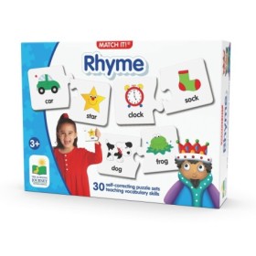 Puzzle Educativ de potrivire Rime in engleza cu 30 perechi de piese auto-corectante recomandat de la 3 ani